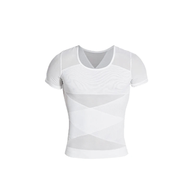 1Pcs/Men's Tummy-Control Shaping T-Shirt Base Layer Sports Shaping Underwear Lightweight Breathable Mesh Tank Top Tummy-Control