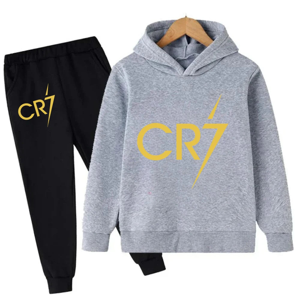 3-12 Years Kid's Clothes Hoodie +Pants Suit 2pcs Set Boy Tracksuit Spring Autumn Sweatshirt Set Football CR7 Children Sportsuit