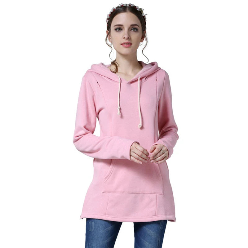 Autumn Winter Nursing Hoodies Maternity Clothes Breastfeeding Clothes Sweatshirts for Pregnant Women Long Sleeve Postpartum Tops