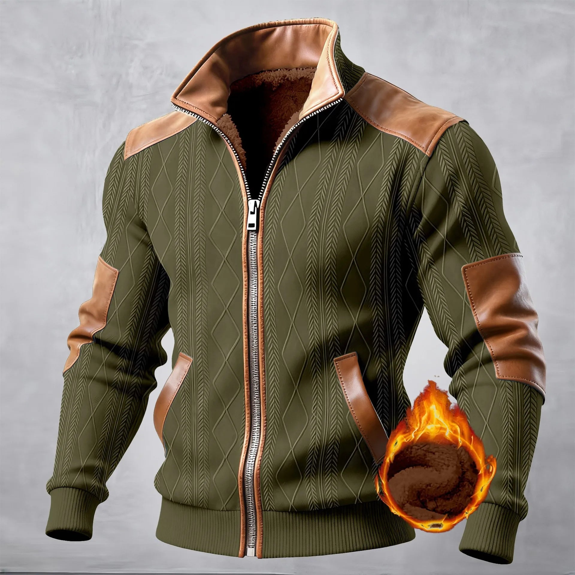 New men's fall/winter fashionable multi-color zipper pullover with flap collar and front pocket jacket