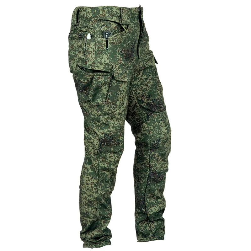 Fleece Lined Tactical Cargo Pants Men's Warm Thickened Outdoor Softshell Trousers Multi-Pocket Work Hiking Climbing Casual Wear