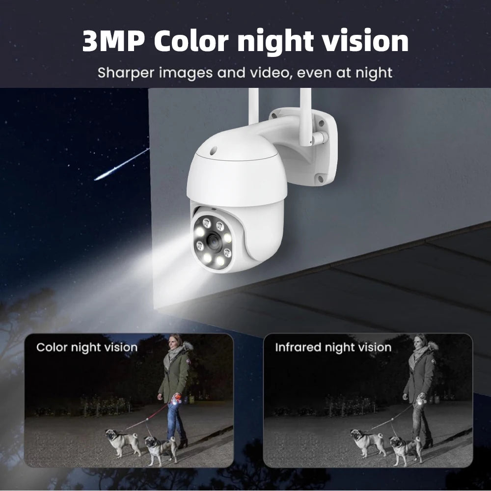 Tuya Smart Life APP 3MP WiFi Battery Solar Motion Tracking Site Patrol PIR Surveillance Security Outdoor PTZ Color Light Camera
