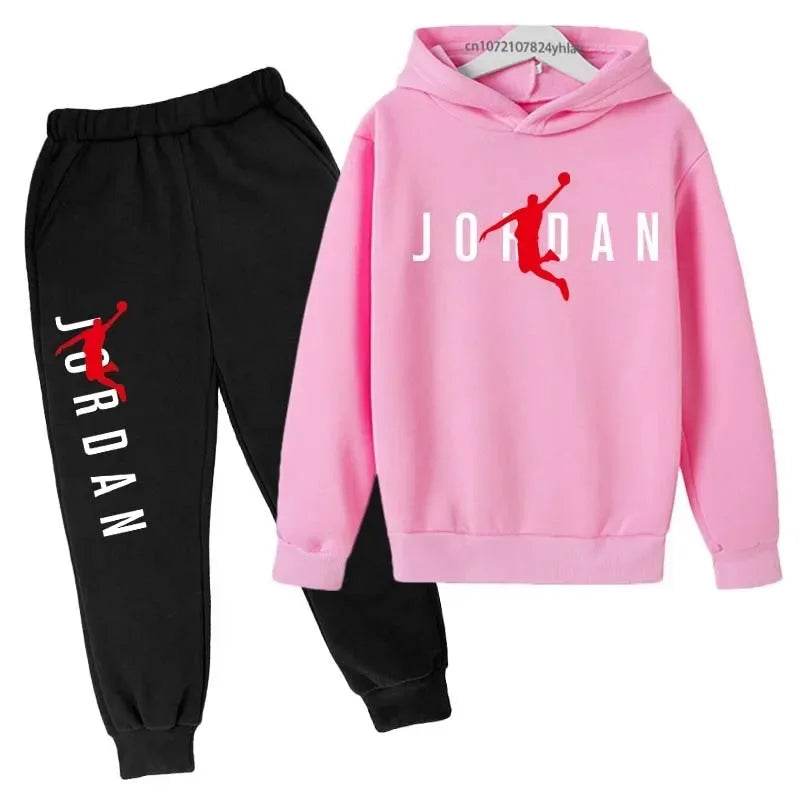 Kids 2pcs Hoodie Pants Tracksuit Set Letter Print Leisure Streetwear Spring Autumn Clothing for Boys And Girls 3-13 Years