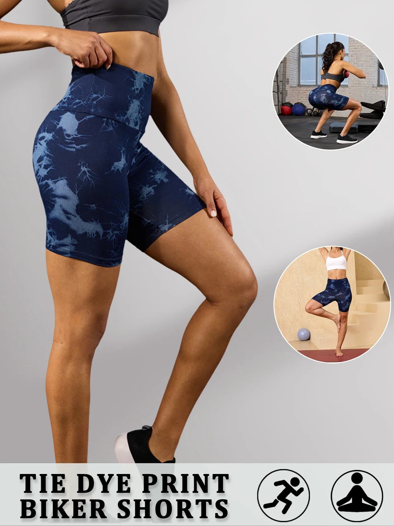 Super Soft High Waisted Tie Dye Print Sport Biker Shorts for Women No See Running Yoga Athletic Push Up Gym Shorts