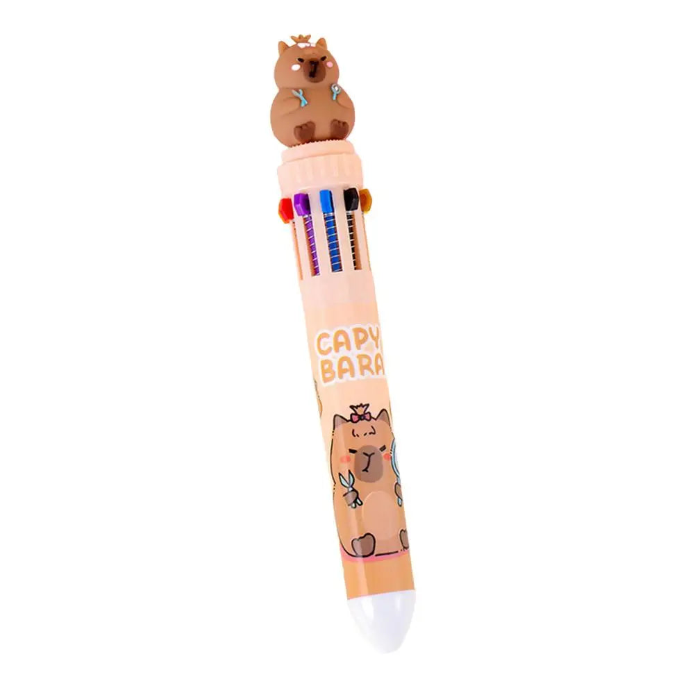 Kawaii Capybara Multicolor Pen 0.5mm Colorful Ink Pen Cute Cartoon Ballpoint Pen School Office Supplies Student Stationery Gifts