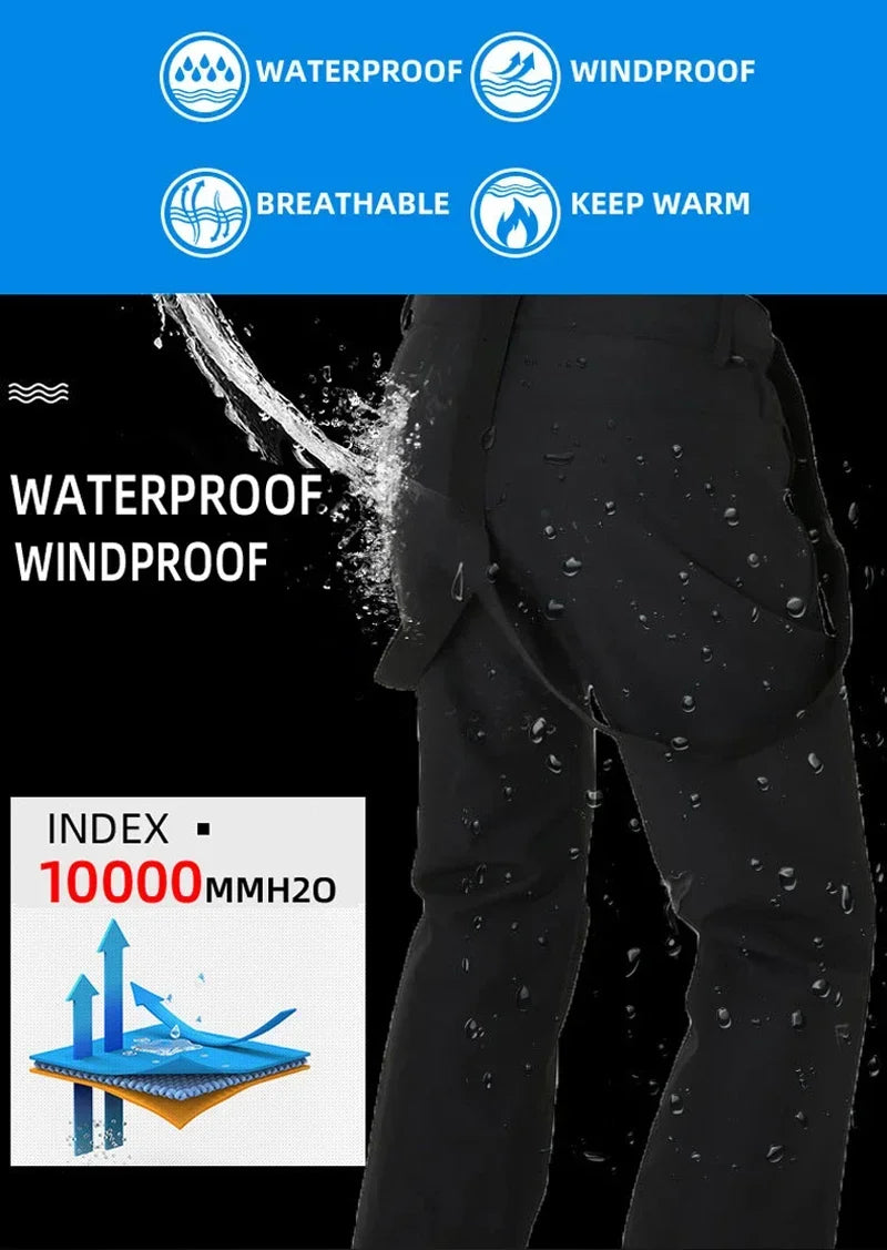New Winter Ski Pants Men Outdoor Mountain Windproof Waterproof Ski Snowboard Pants Warm Snow Male Trousers Brand