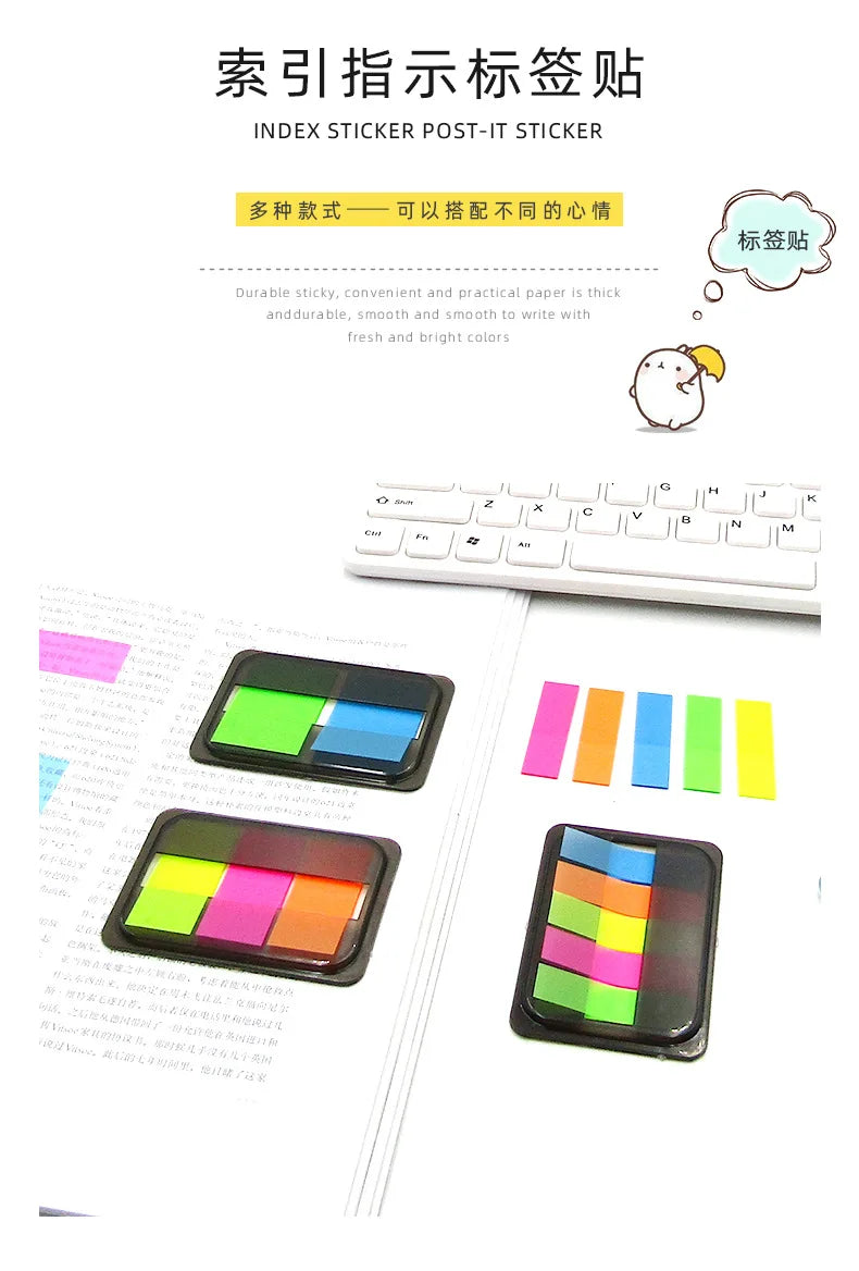 100 Sheets of Waterproof Colored Transparent Sticky Notes , Pads for Planner Home & Office School  Mini Self-Adhesive Post Note