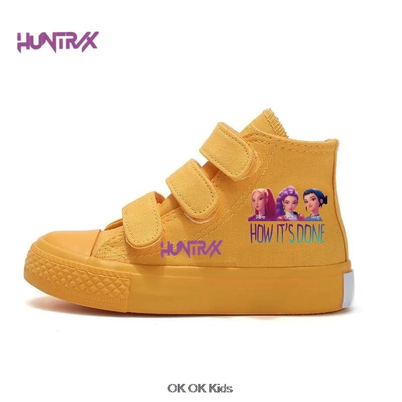 Hot KPop Demon Hunters Rumi Children's Canvas Shoes High-Top For Girl Kids Sneakers Breathable Sports Shoes Student Tennis Shoes