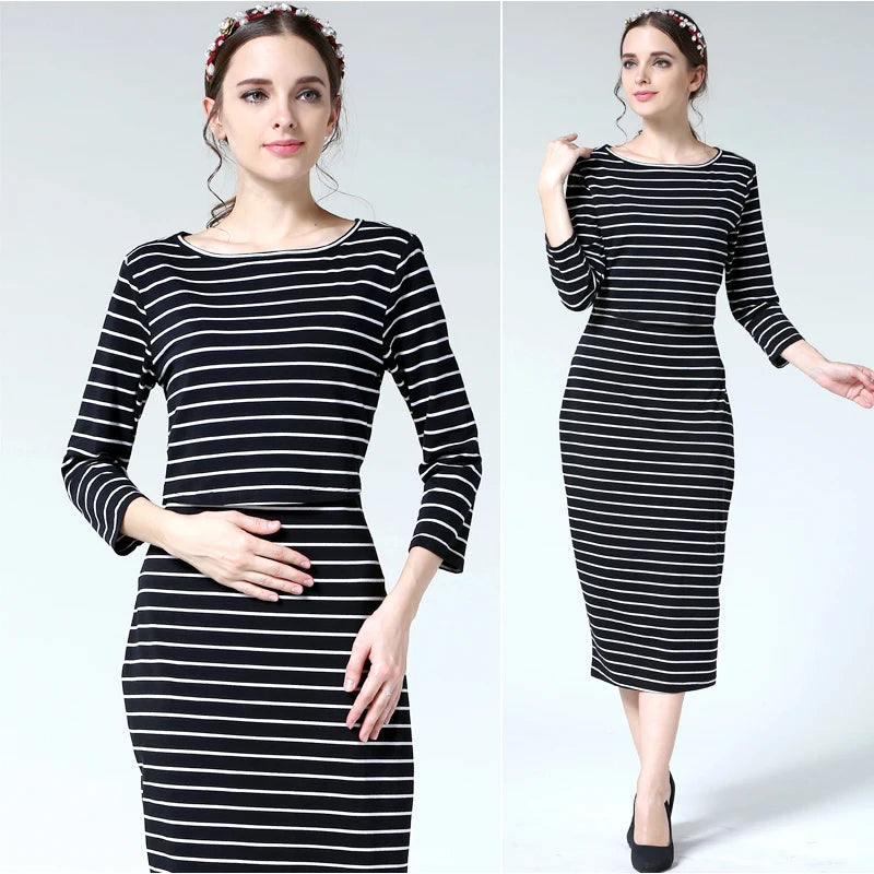 New Striped Maternity Clothes Maternity Dresses Pregnancy Clothes For Pregnant Women Nursing Breastfeeding Dresses Free Shipping