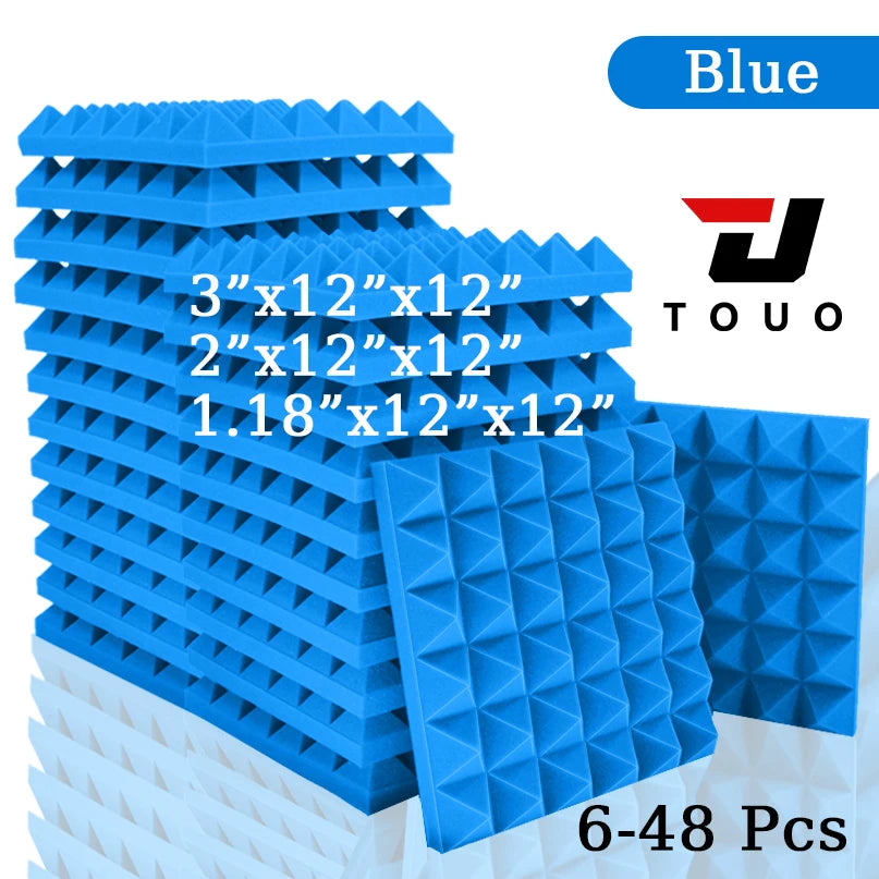 TOUO Acoustic Foam 6-48 Pcs Sound Proof Wall Panels High Density Studio Sound Absorbing Material Acoustic Foam Home Decoration