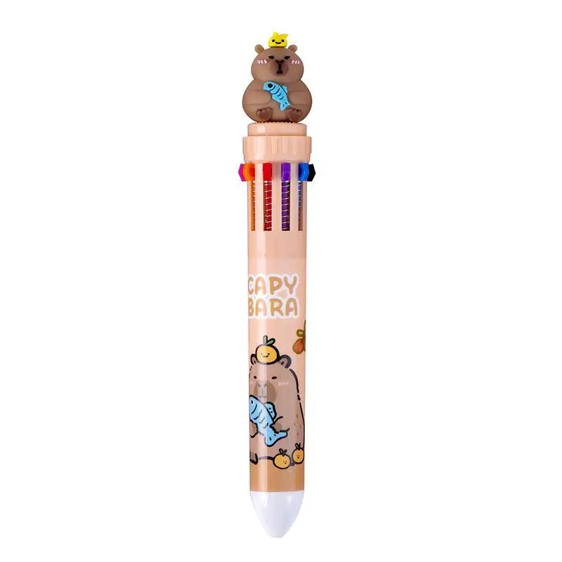 Kawaii Capybara Multicolor Pen 0.5mm Colorful Ink Pen Cute Cartoon Ballpoint Pen School Office Supplies Student Stationery Gifts