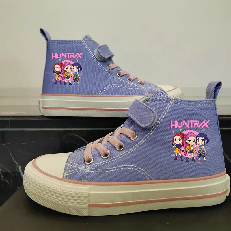 New Kpop Demon Hunter Children's Canvas Shoes Kids Sneakers Boys Girls Fashion Canvas Shoe Cartoon Print Breathable Casual Shoes