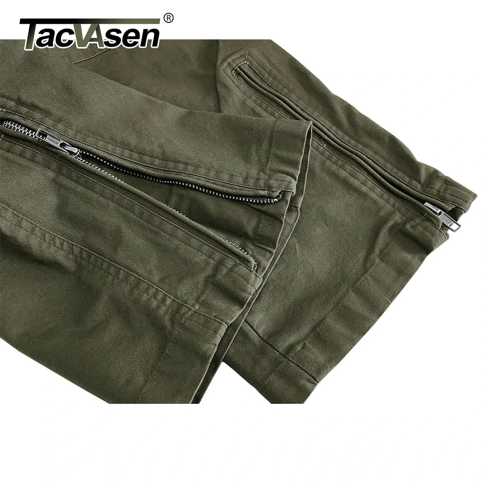 TACVASEN Safari Ripstops Multi-Pockets Work Pants Mens Outdoor Cargo Pants Spring Autumn Casual Cotton Hiking Combat Trousers