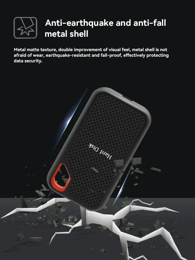 128TB Rugged External Hard Disk USB3.2 High-Speed Solid Hard Drives Portable Data Storage Drive for Laptop/PC Shock-Resistant