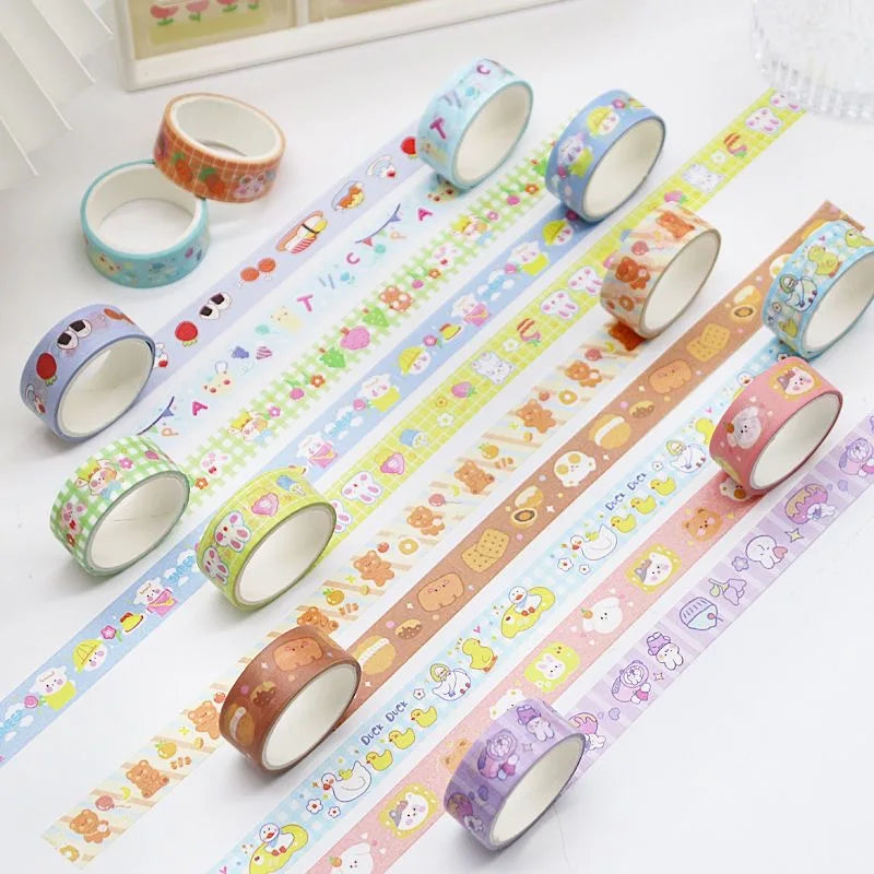 60 PCS Kawaii Washi Tapes Set Cute Korean Stationery Masking Tape journaling Adhesive Decorative Tape School Supplies