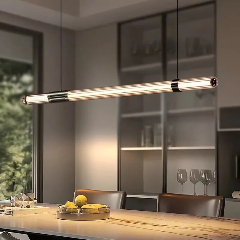 Italian Nordic minimalist and versatile long glass pendant lamp, dining table lamp, office desk lamp, coffee shop pendant lamp