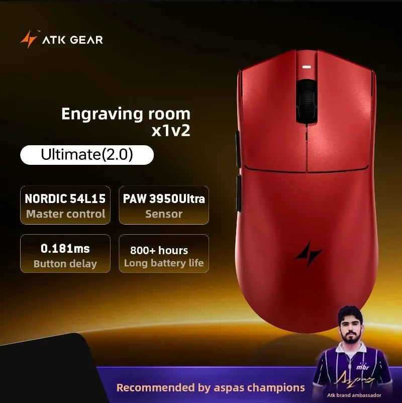 ATK x1v2 Wireless Dual 8K Dual Mode Mouse PAW3395/3950 Ultra  Gaming Mouse ULTRA MAX Ergonomics Accessory Long Batter Life Gamer