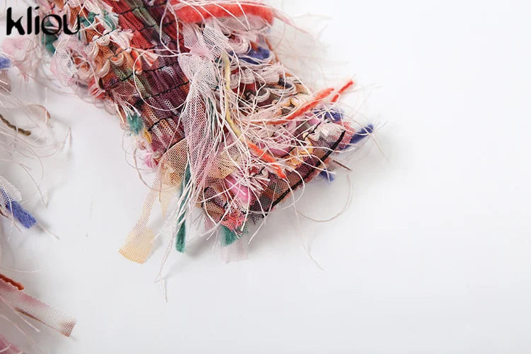 kliou Stacked Pleated Women Mini Dress 2024 New Stunning O-neck Body-shaping Patchwork Vestidos Female Attractive Party Frock