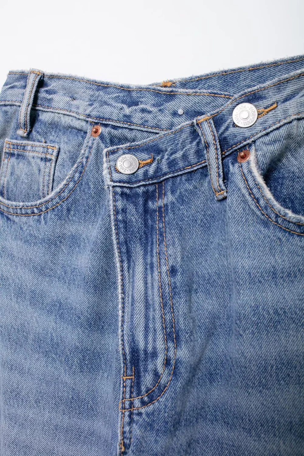 Women's Basic Hundred Jeans New Fashion Asymmetric Design High Waist Wide Leg Trousers Casual Women's Straight Leg Jeans