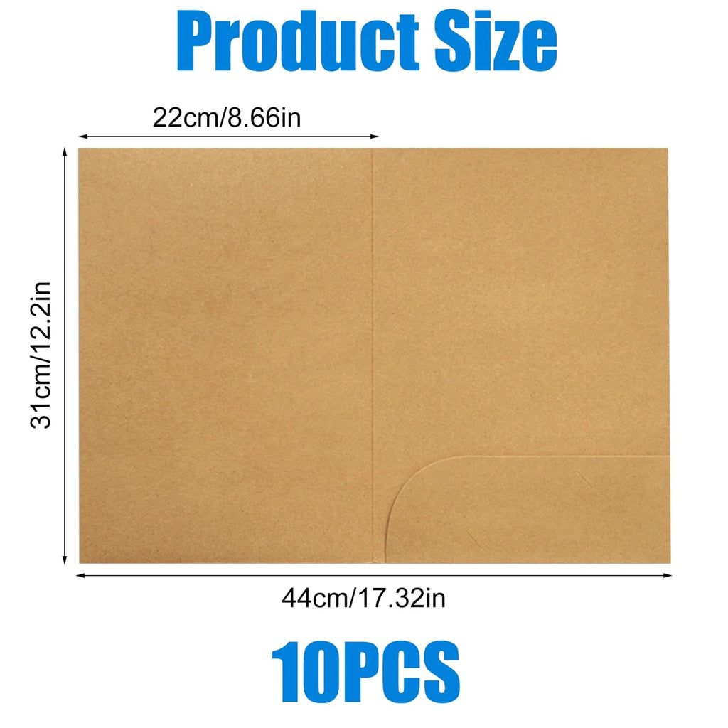 10pcs Kraft Paper Document Holder With Pockets Thick A4 Presentation Folder For Office School Supplies Stationery