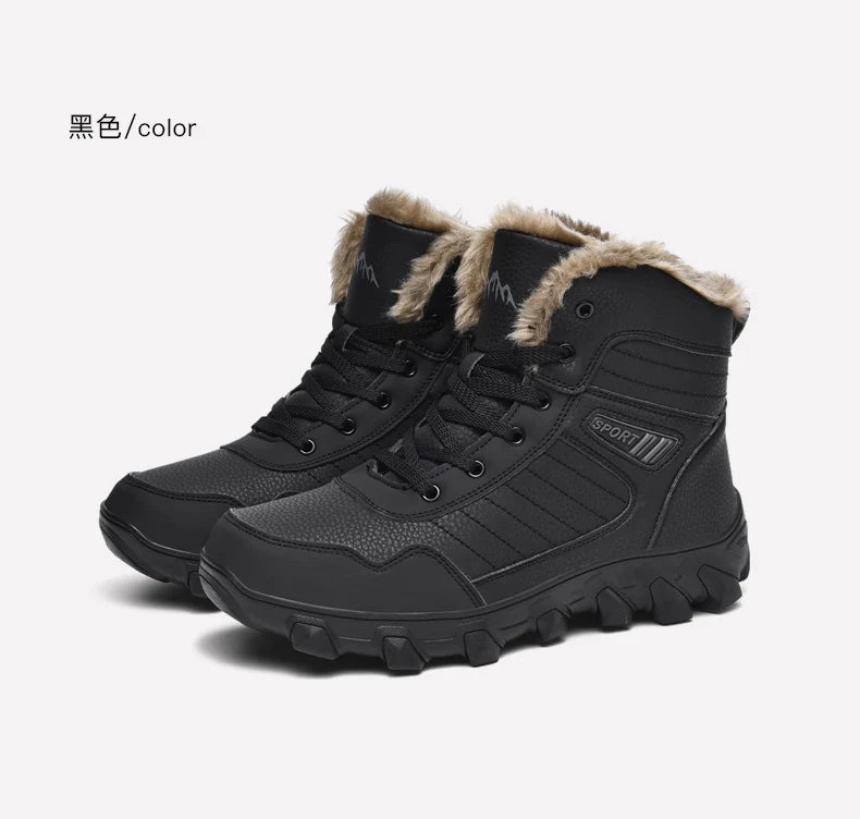 2024 New Winter men boots  Slippers Warm Men Shoes Waterproof Non-Slip Plush Sneakers Male  leather Boots Plus size  48