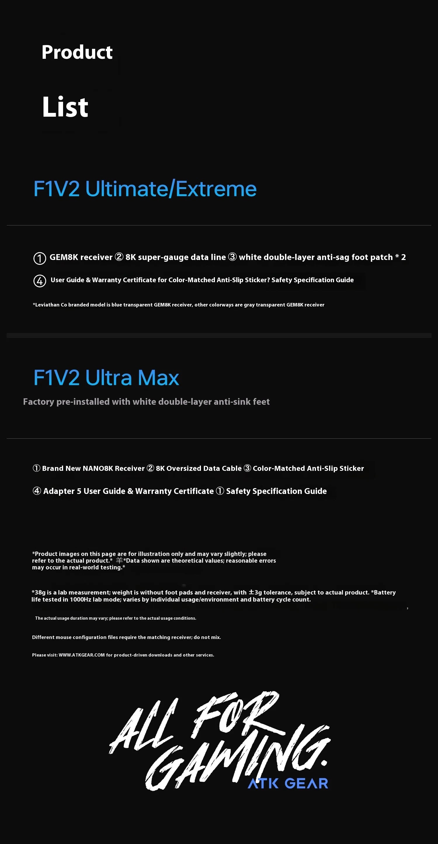 ATK F1 V2 Ultra MAX Gaming Mouse Wireless Tri-mode PAW3950 Double 8k Lightweight Ergonomics Esports Mouse Custom PC Accessory