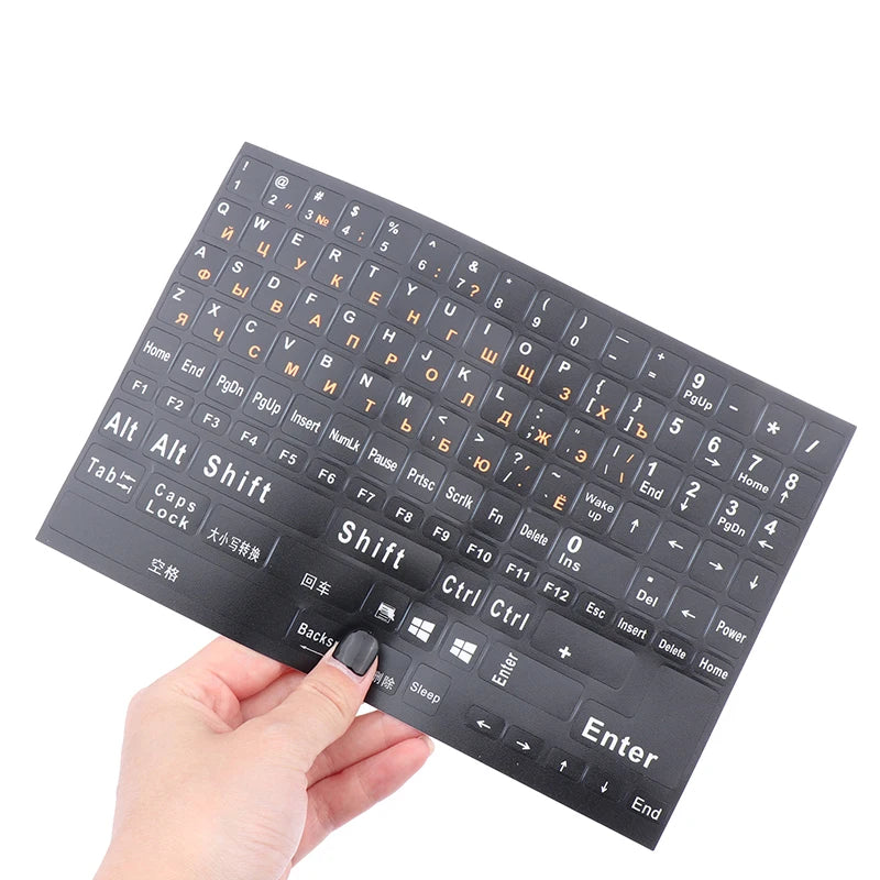 1Pc Full Size Russian Keyboard Stickers Letter Alphabet Layout Sticker Key Stickers For Laptop Desktop PC Keyboard Cover
