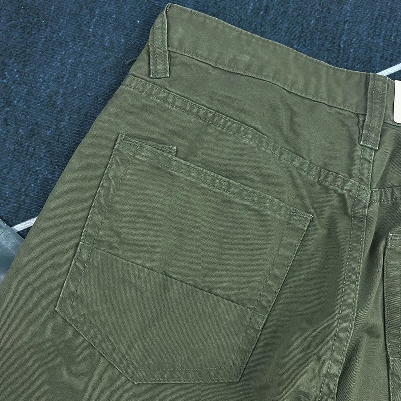 Heavy cotton straight leg casual pants men's American vintage to do old washed cargo pants
