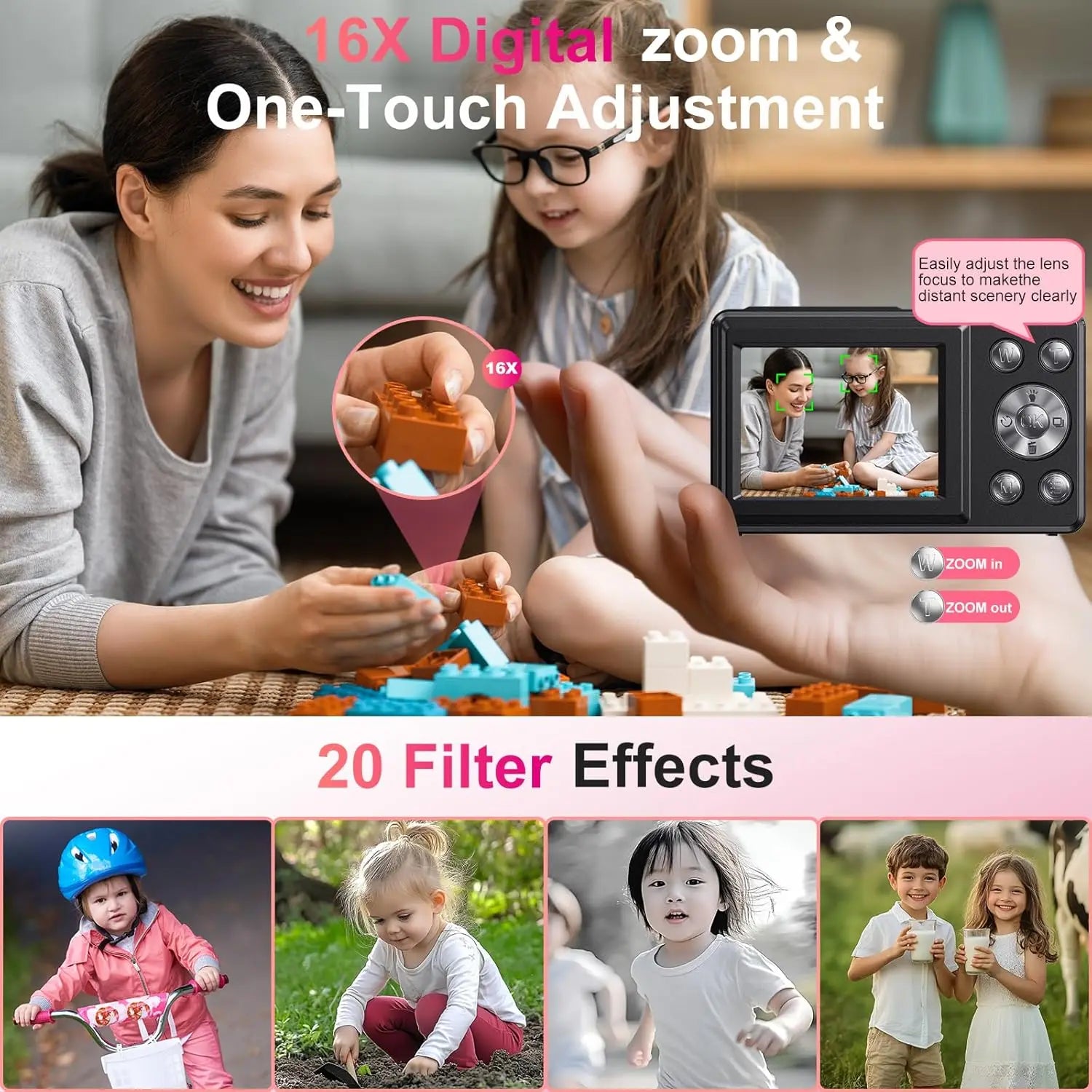 4K Digital Camera Dual Screen Kids Camera 48MP with Autofocus & 16X Zoom Selfie Camera For Teens Children Small Video Camera