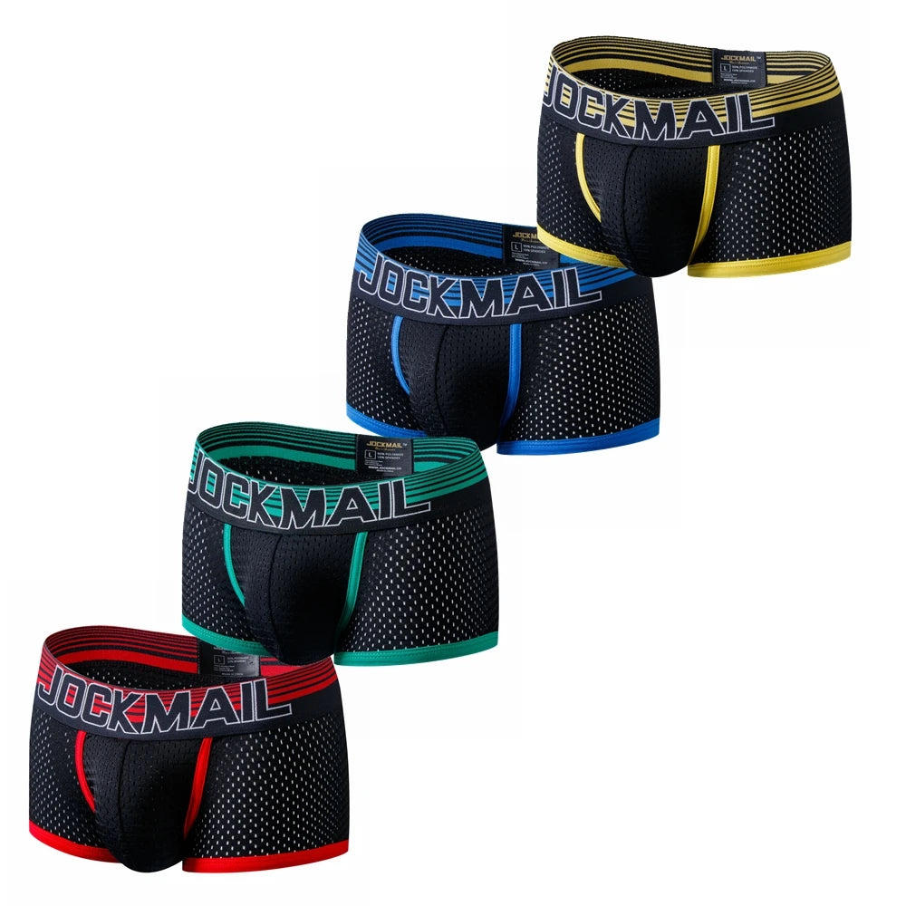 JOCKMAIL 4PCS/Lot Boxer Men Mesh Breathable Boxershorts Men Underwear Shorts Panties Men Cuecas Boxer Underpants Calzoncillos