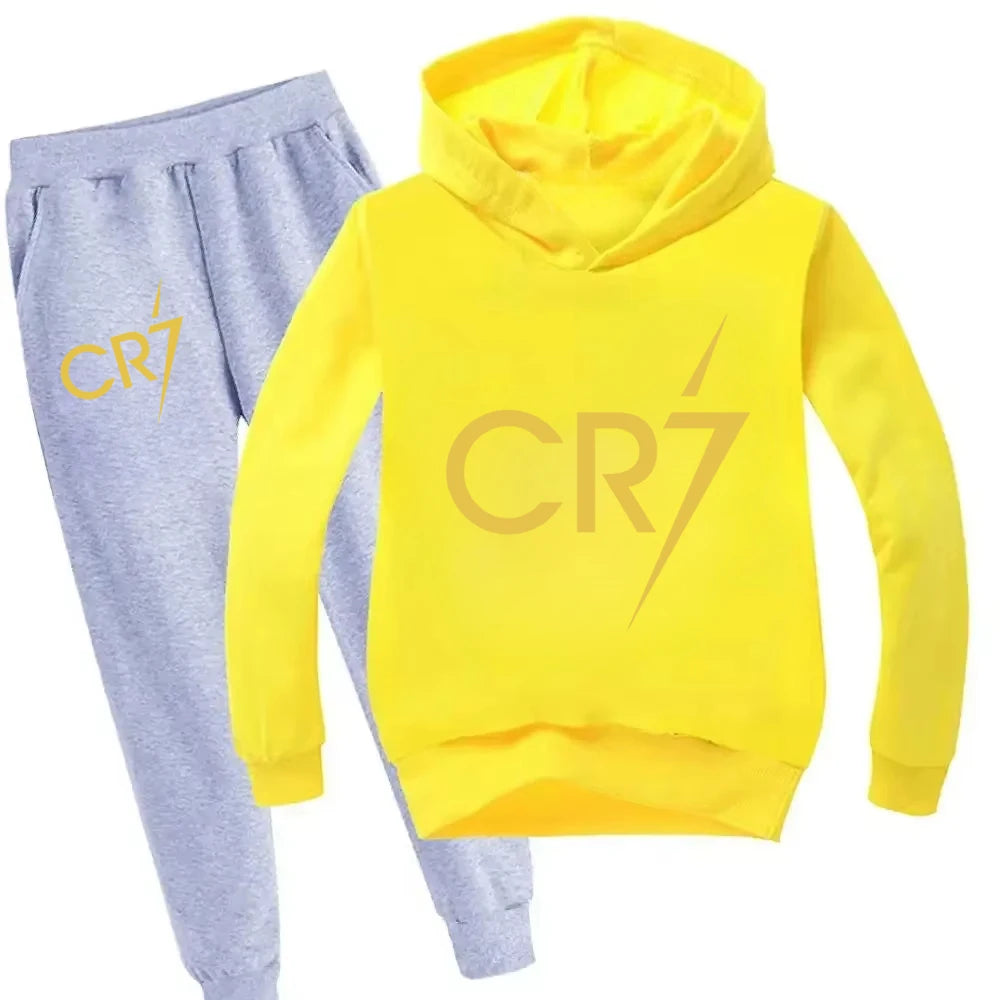 3-12 Years Kid's Clothes Hoodie +Pants Suit 2pcs Set Boy Tracksuit Spring Autumn Sweatshirt Set Football CR7 Children Sportsuit