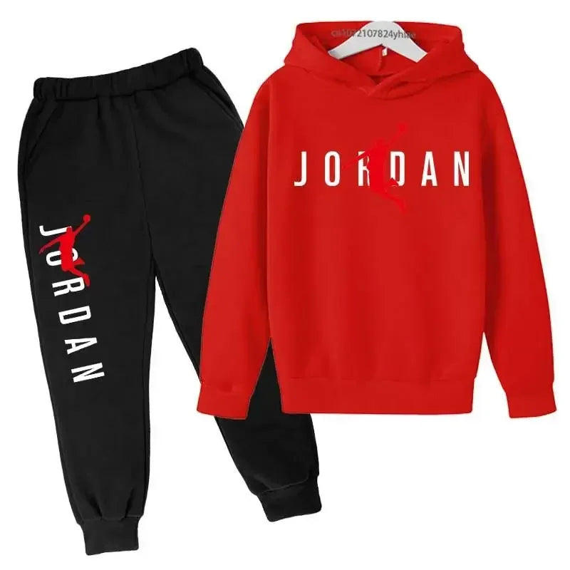 Kids 2pcs Hoodie Pants Tracksuit Set Letter Print Leisure Streetwear Spring Autumn Clothing for Boys And Girls 3-13 Years