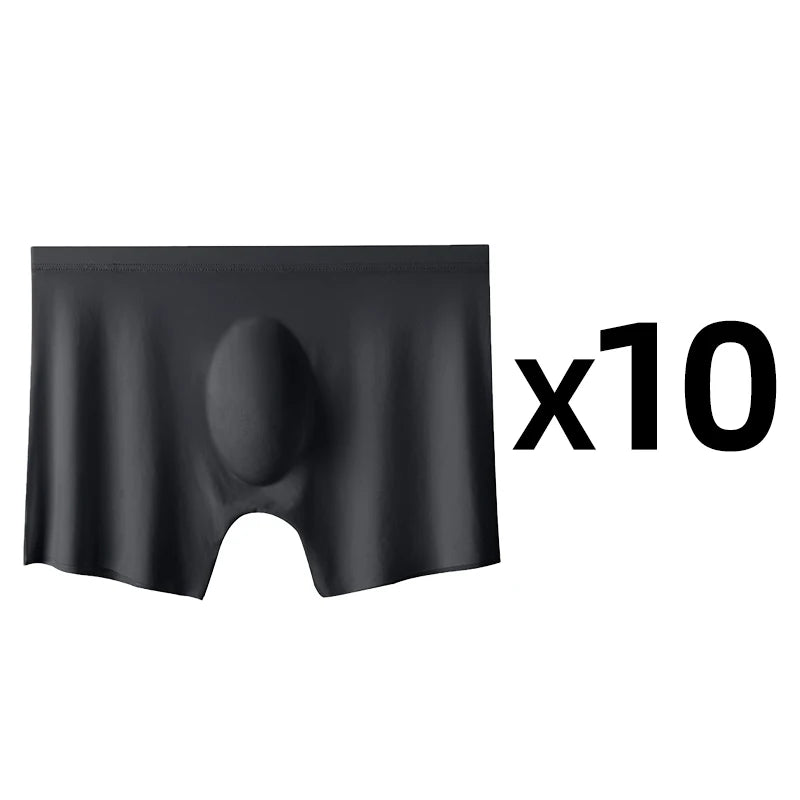 10 Pcs/Lot Men's Summer Ice Silk Boxers Briefs Seamless Underwear Lingerie Underpants Shorts Ultra-thin Breathable Sexy Panties