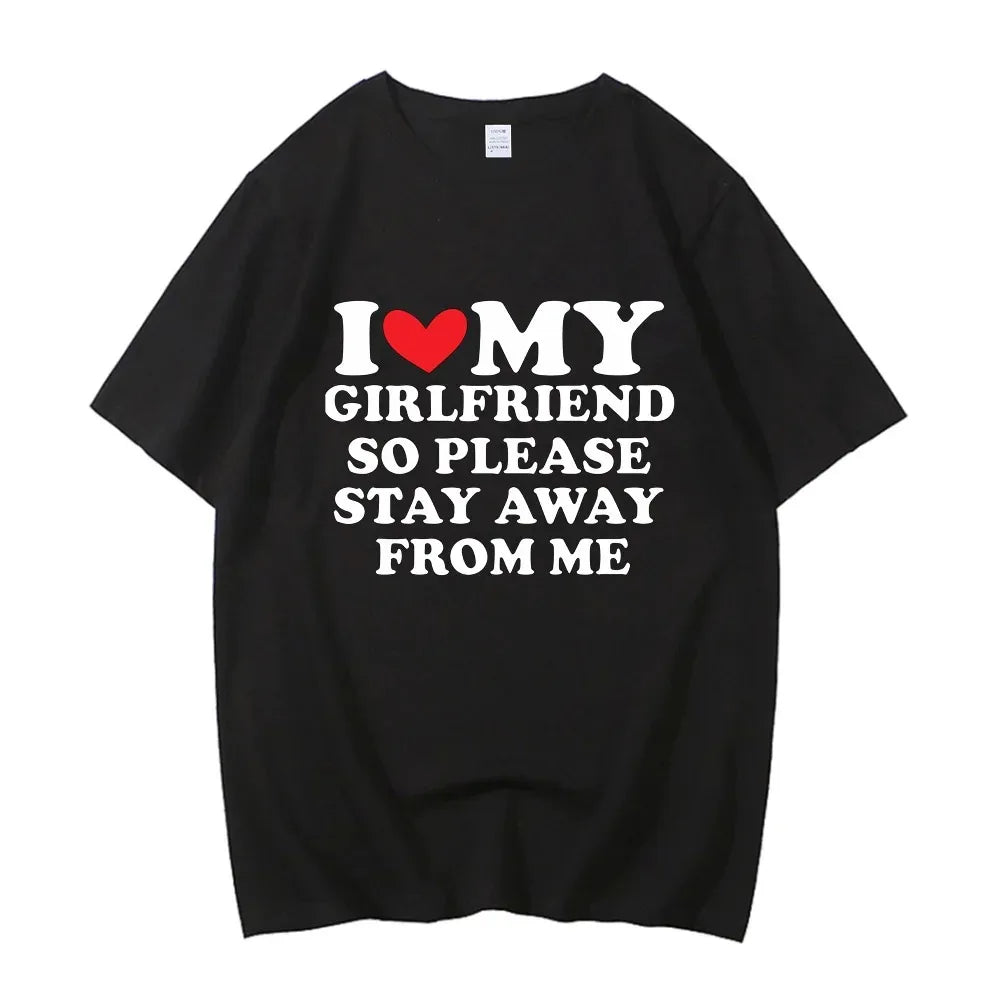 I Love My Girlfriend Printed T-shirt Women's Casual Round Neck Short Sleeve Summer Women's Clothing I Love My Boyfriend Graphic