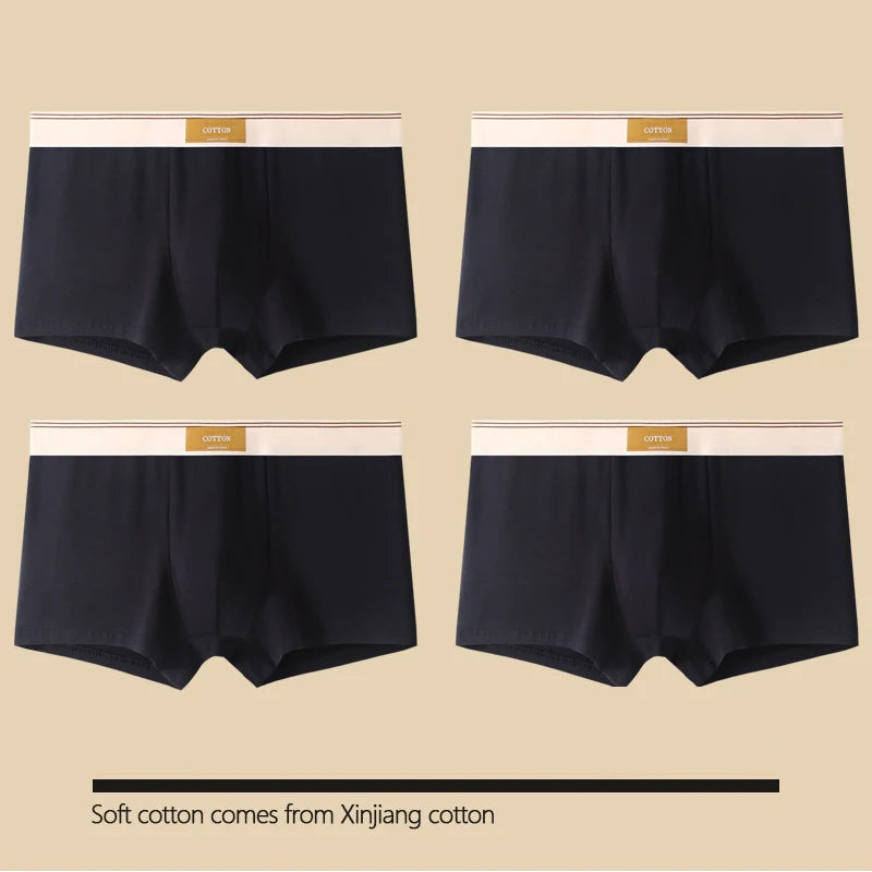 4 pcs Men Underwear Cotton BoxerShorts  Man Breathable Underpants Sexy Sports Comfort Male Boxers Size L-4XL