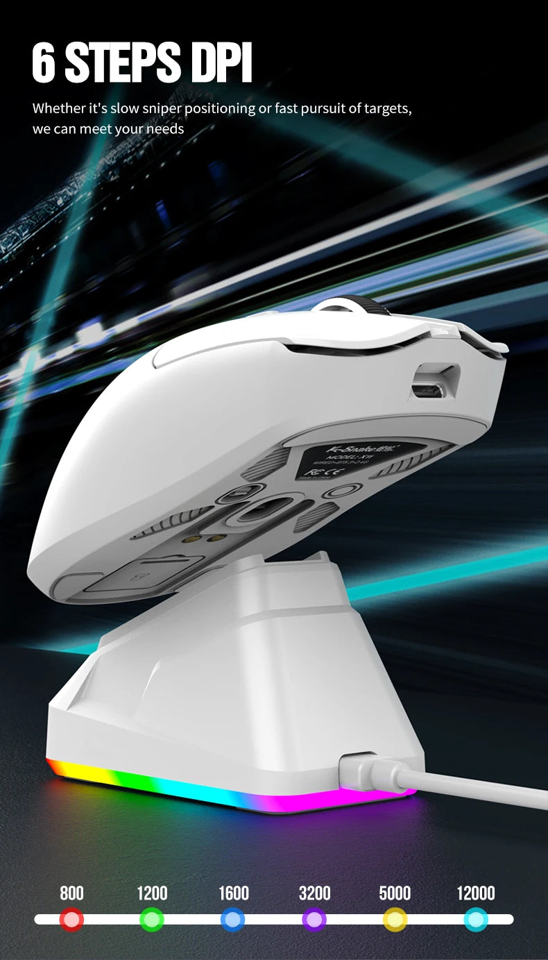 X11 PAW3311 Tri-Mode Bluetooth Mouse 12000 DPI Wireless Mouse Gaming Mouse RGB Touch Magnetic Charging Base BT/2.4G/Wired Mice