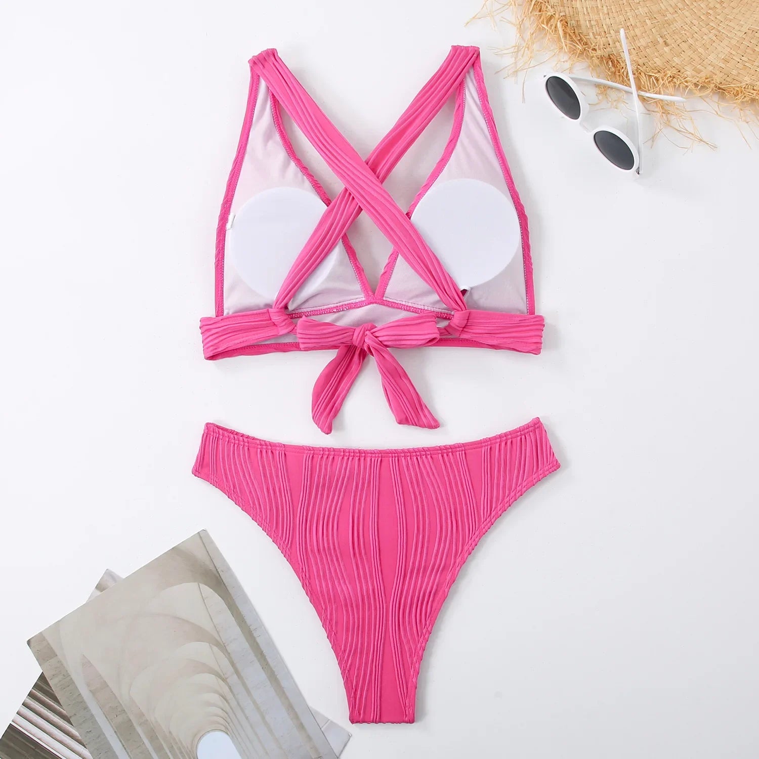 2025 Wrinkled Crinkled Bikini Women Swimwear Female Swimsuit Two-pieces Bikini Set High Cut Bathing Suit Swim Beach Wear Lady