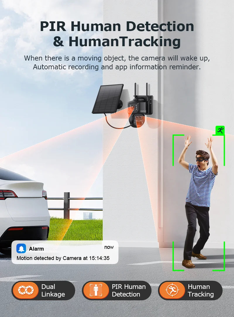 SHIWOJIA 15X ZOOM Solar Camera 4G 12MP Three Lens 360° View 5W Solar Panel Security Outdoor PTZ IP Camera 7800mAh Battery UBOX