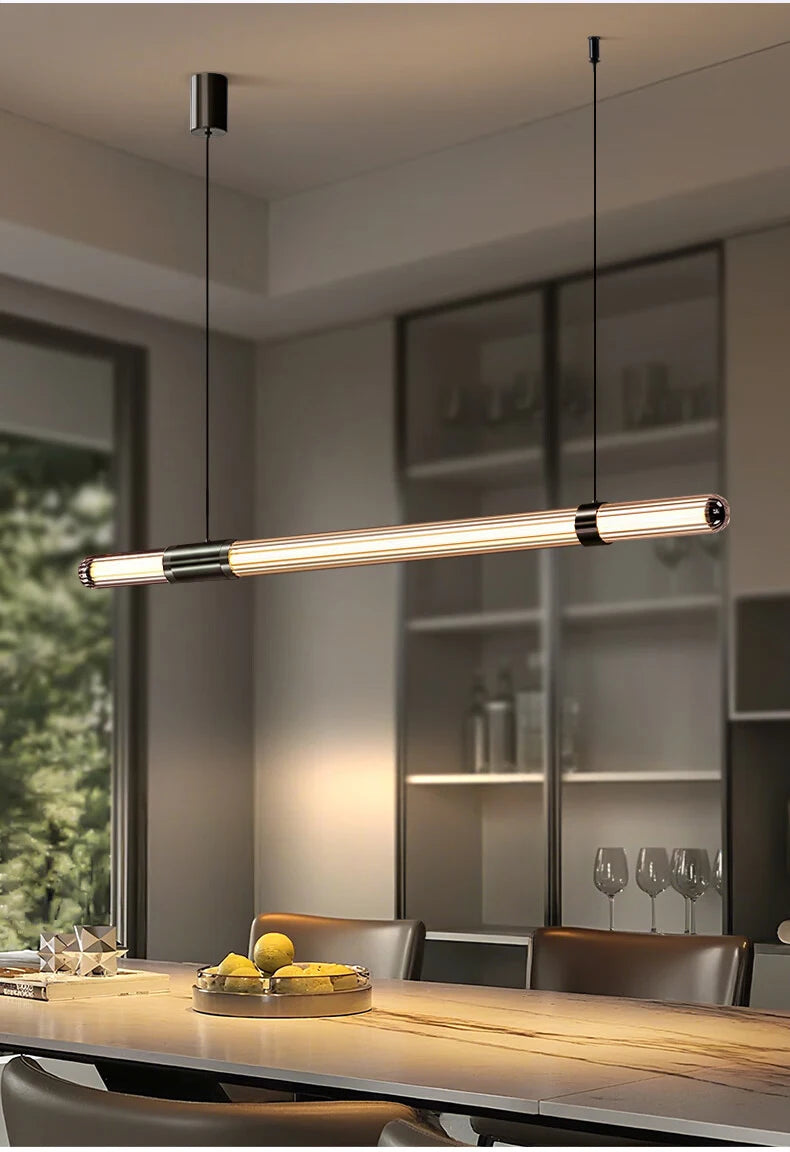 Italian Nordic minimalist and versatile long glass pendant lamp, dining table lamp, office desk lamp, coffee shop pendant lamp