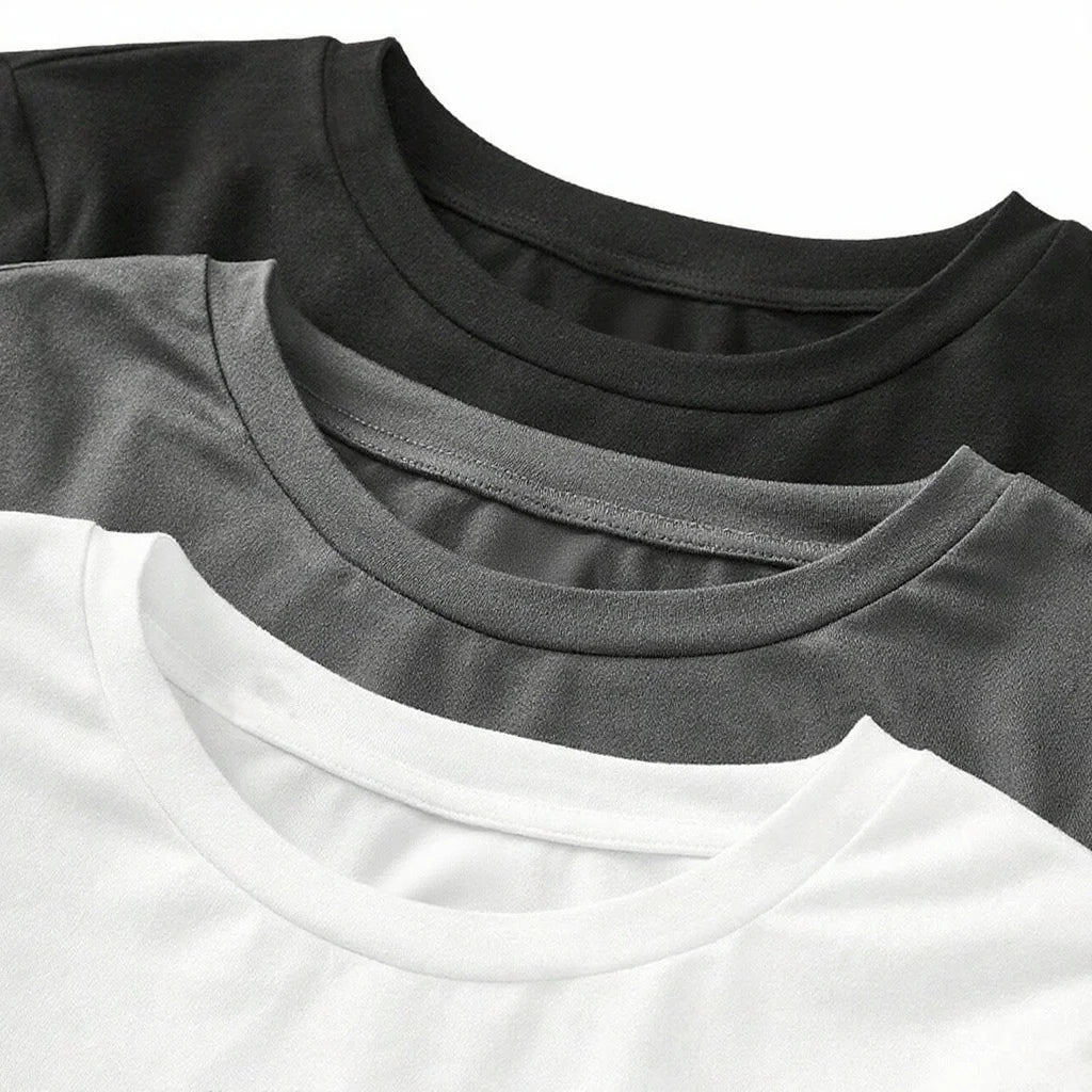 Women's solid-color long-sleeved T-shirt - Polyester knitted fabric, round neck, regular fit, fall-winter style