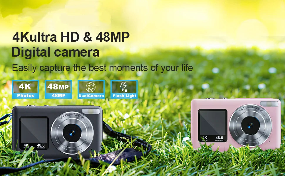4K Digital Camera Dual Screen Kids Camera 48MP with Autofocus & 16X Zoom Selfie Camera For Teens Children Small Video Camera