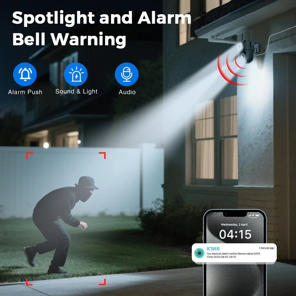 ANBIUX 4K 8MP WiFi Surveillance Camera 4MP 4X Digital Zoom PTZ IP Dual Lens AI Human Detect Outdoor Security Camera ICSEE App