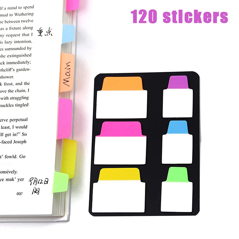 120 Pages Simple Transparent Index Stickers Color Label Stickers DIY Sticky Notes Office School Supplies