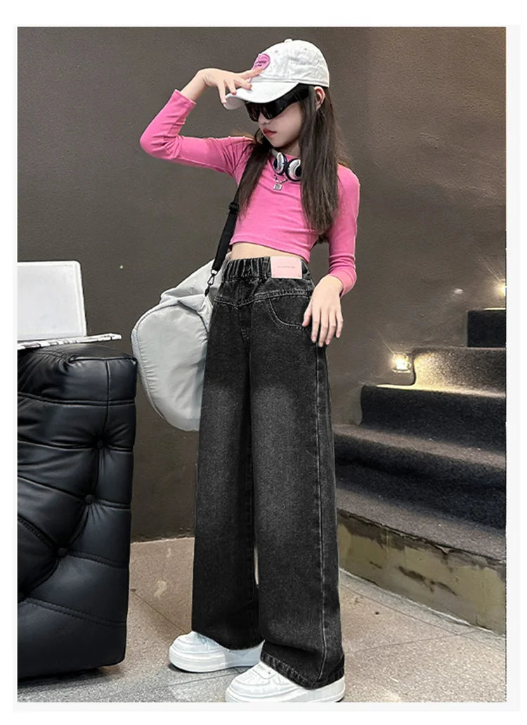 Korean Style Children Insulated Jeans for Girl Baby Warm and Thick Thermal Denim Pants for Girls Autumn Winter Trousers for Kids