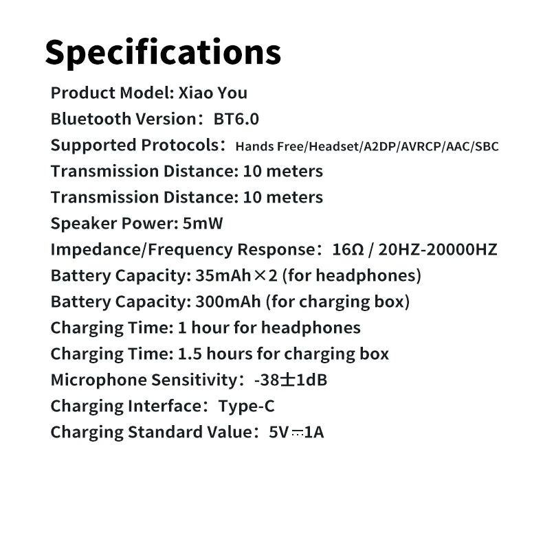 Xiaoyou In-Ear Bluetooth Headphones with Active Noise Cancellation, Specialized for Sleep