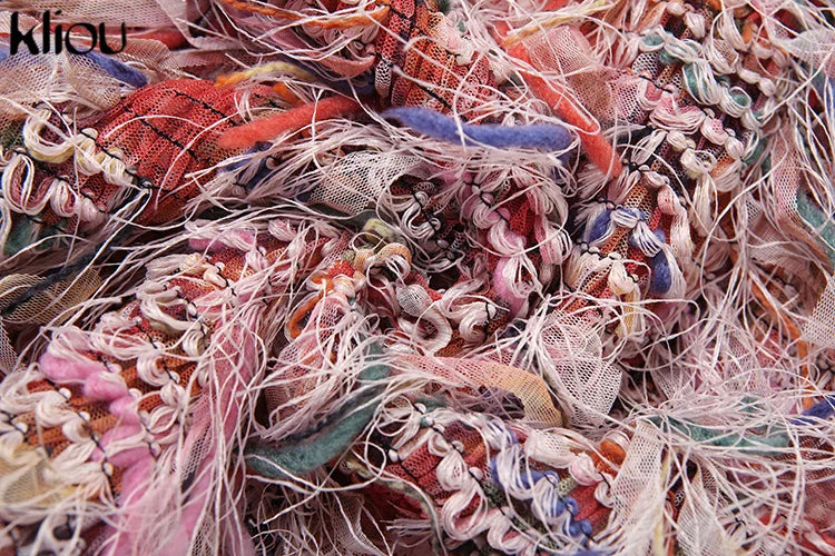 kliou Stacked Pleated Women Mini Dress 2024 New Stunning O-neck Body-shaping Patchwork Vestidos Female Attractive Party Frock