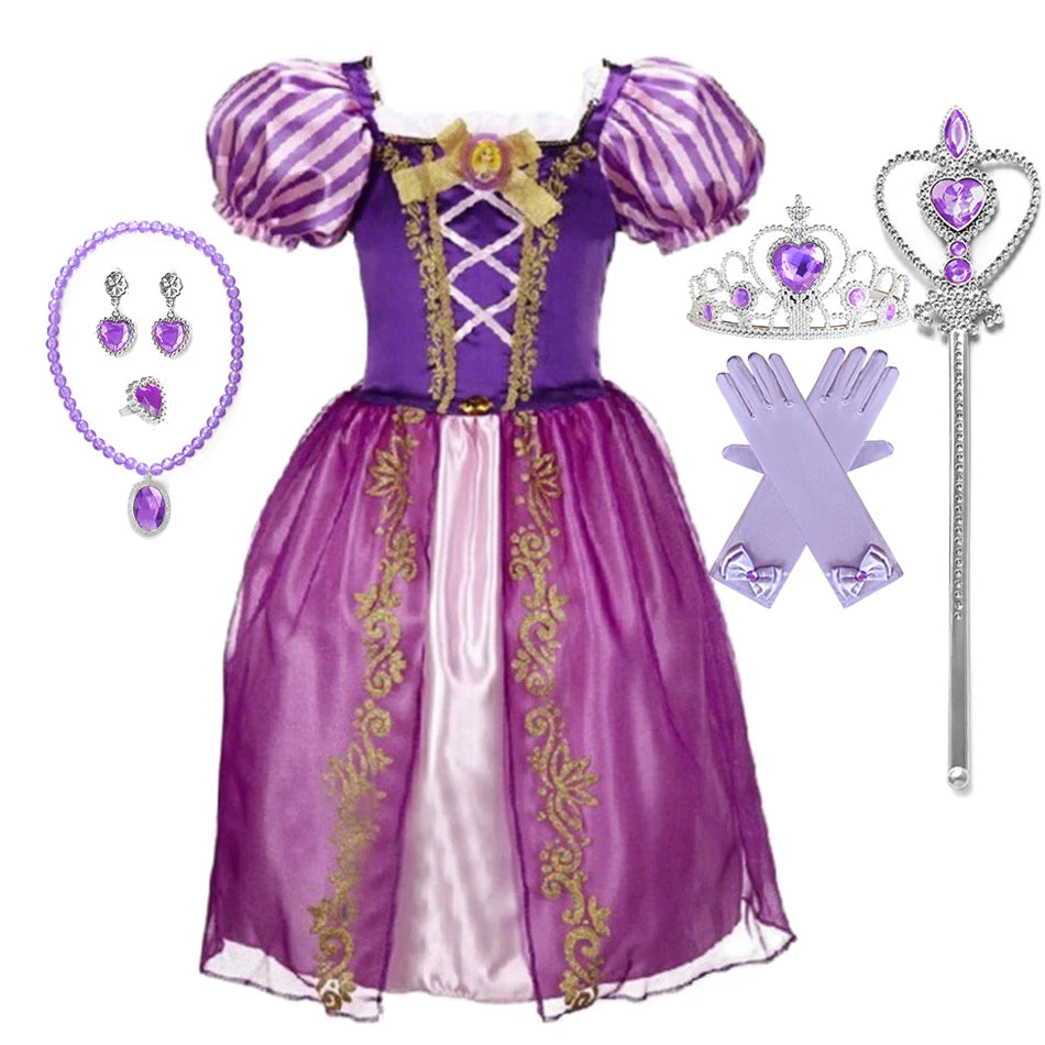 Summer Princess Costume Party Fancy Flower Vestido New 2025 Christmas Birthday Carnival Dress Up Rapunzal Belle Disguise Frock