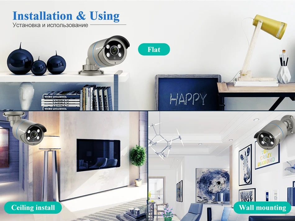 Techage 4MP 5MP 4K Security Metal POE IP Camera H.265 Outdoor Two Way Audio Video Surveillance AI IP Camera for NVR System