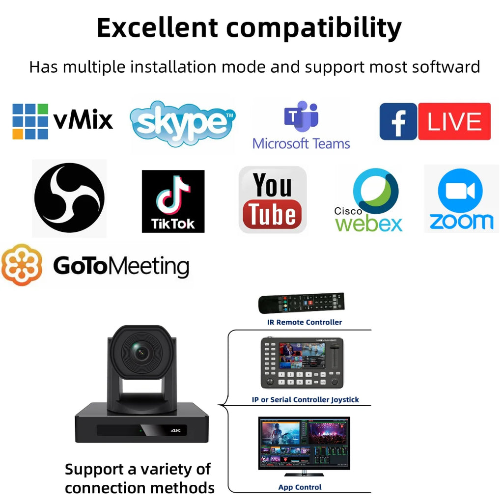 JSAV 4K 60fps NDI Camera PTZ 1pc-3pcs SDI HDMI POE SDI 12X 1PC Video Switcher Conference Camera for Church Business Meeting