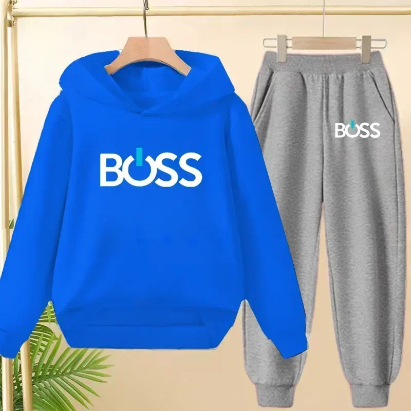 Spring Autumn Children Clothes Leisure Letter Print 2pcs Hoodie+Pants Tracksuits 3-13 Years Boys Girls Outfits Streetwears